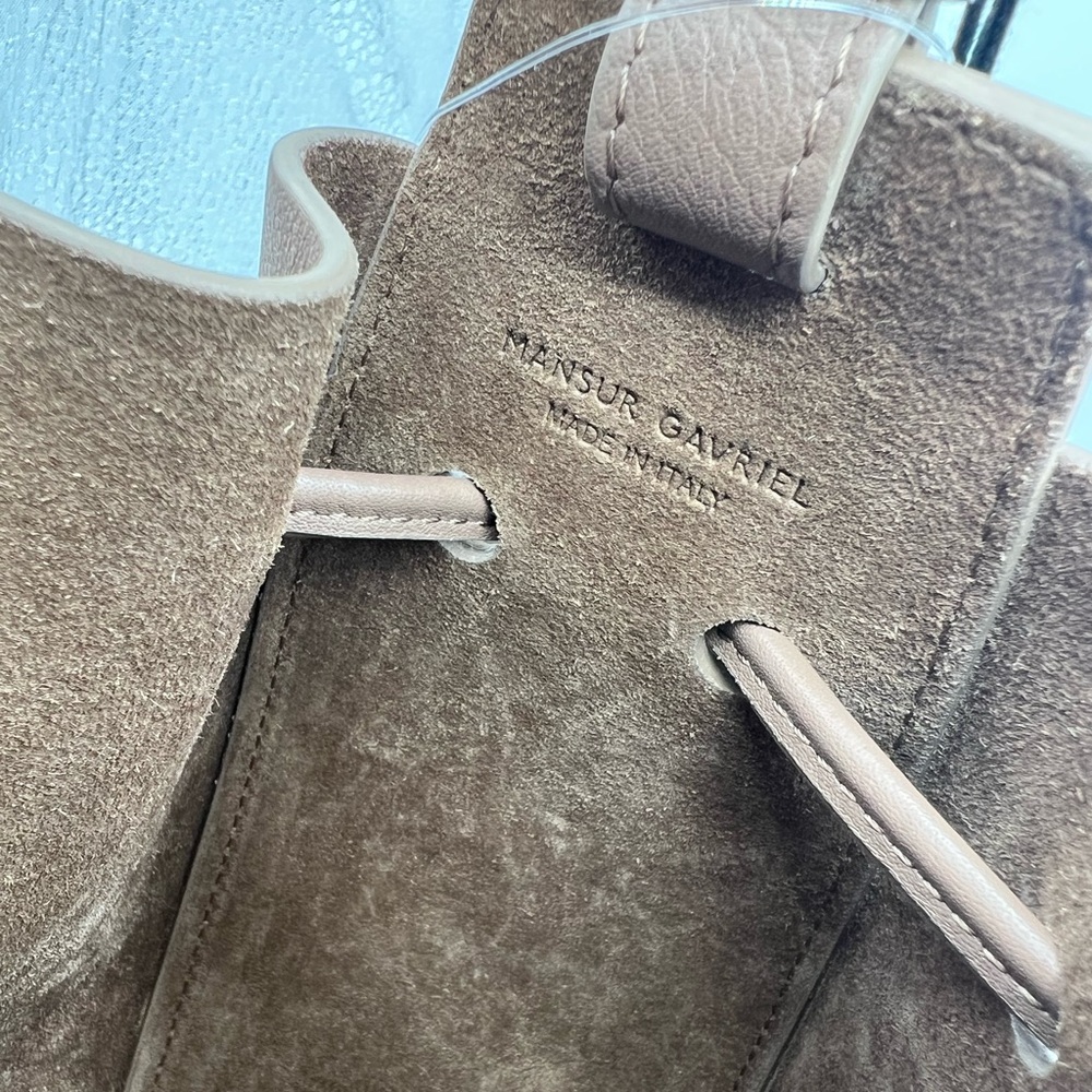 NWT MANSUR GAVRIEL Flores Biscotto Nude Leather Double Drawstring Shoulder Bag - Picture 15 of 16